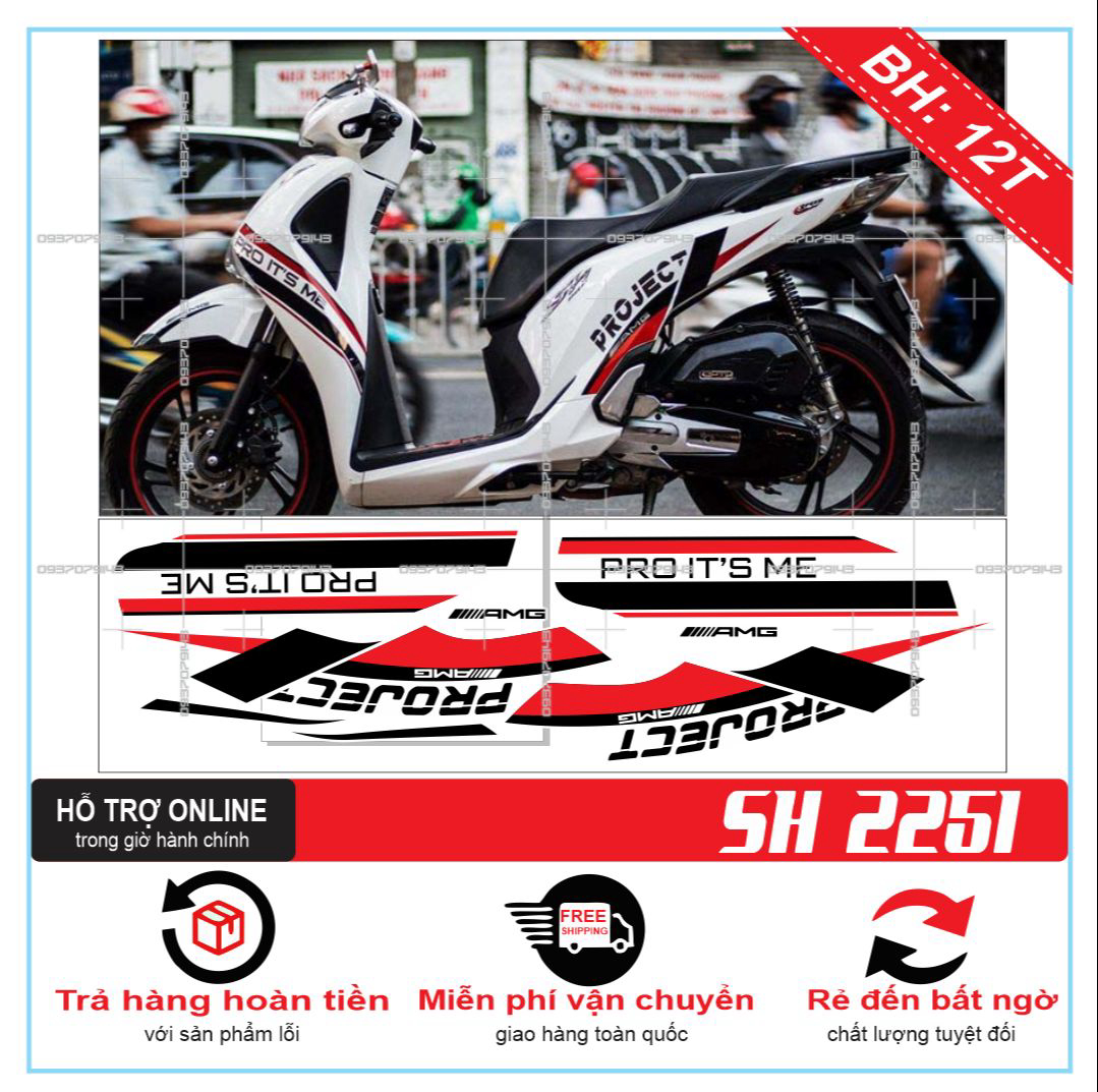 Tem rời xe SH 2019 TRẮNG ĐỎ ĐEN