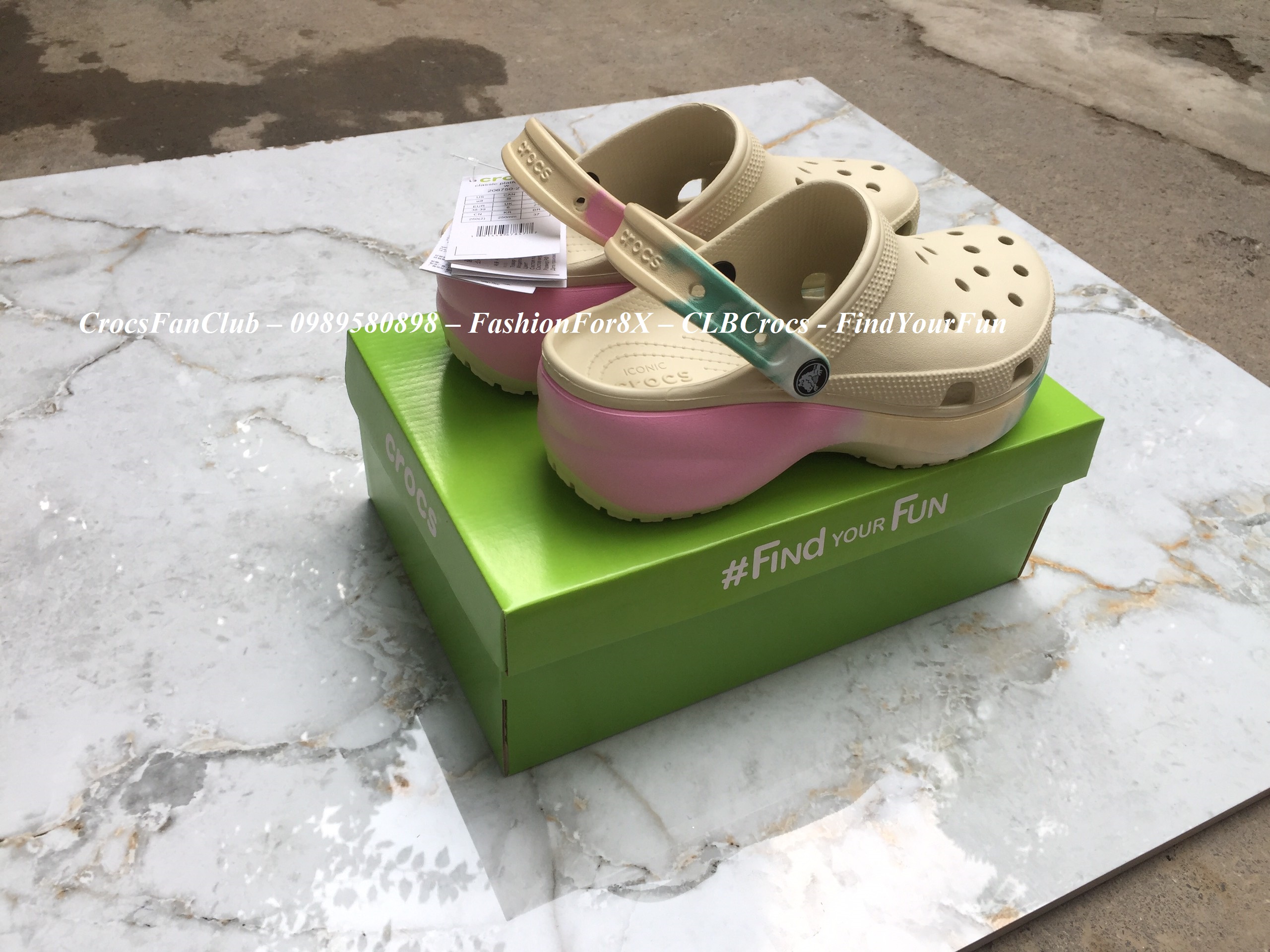 CROCS - Sục classic đế cao gót hồng cho nữ - PB213