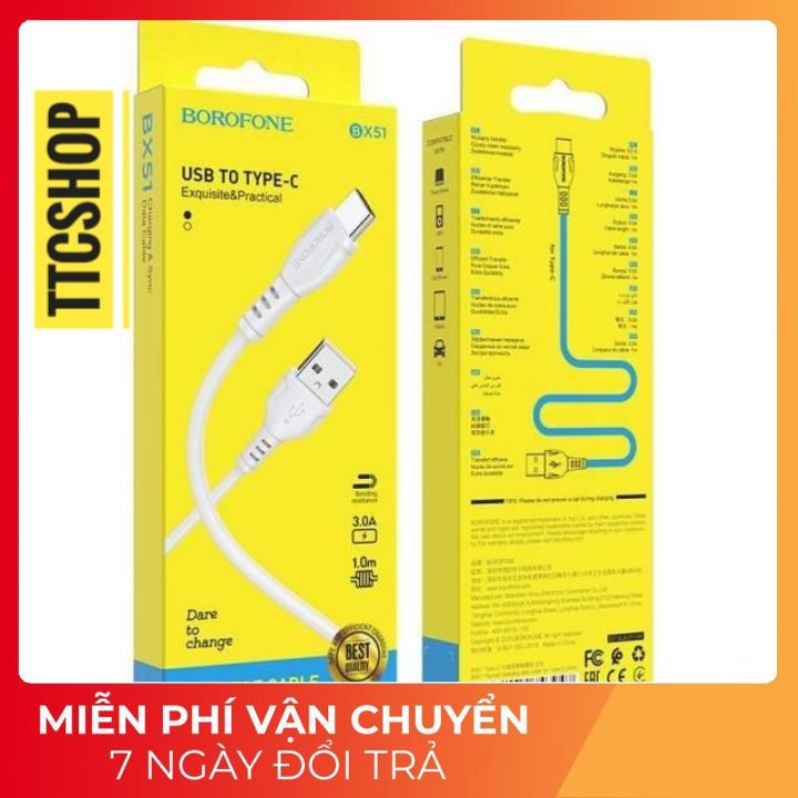Cáp sạc Borofone/Cáp sạc nhanh type c/cáp sạc nhanh 18W/cap sac nhanh/cáp sạc 3A