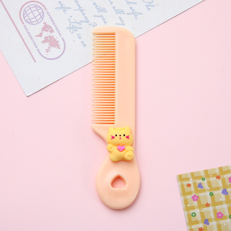 Lược chải tóc mini nhiều màu đính charm thú lila luoccharm06