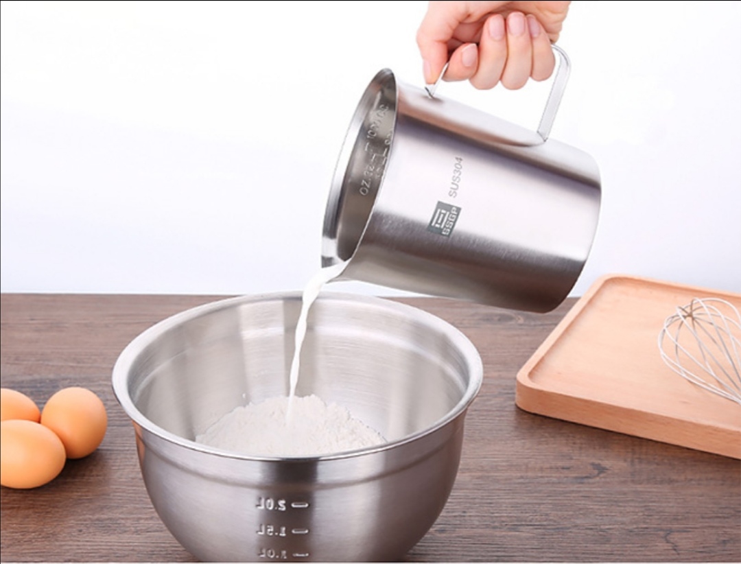 Thố inox đánh trứng /trộn bột 304 có vạch đo lường