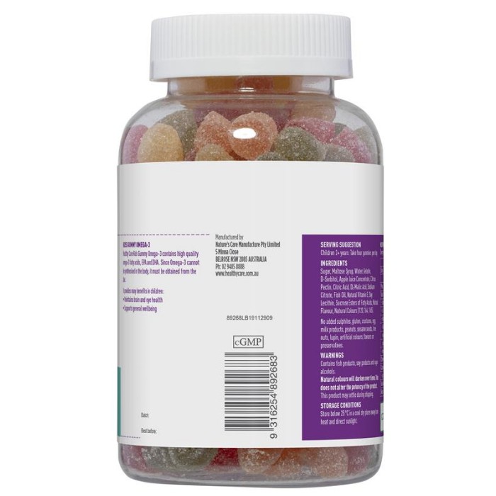 (Mẫu mới ) - Kẹo Gummy Healthy Care Omega3 250 Viên