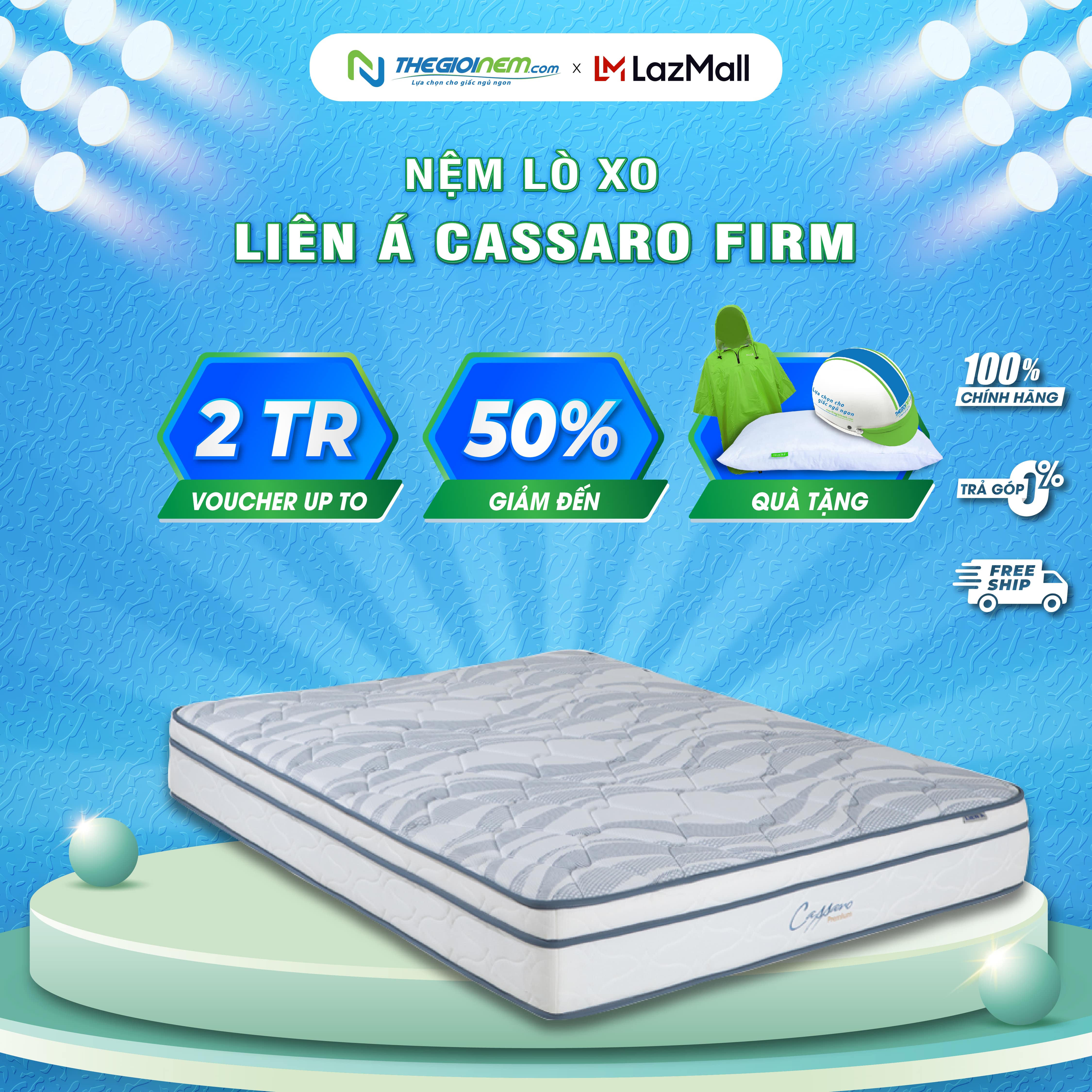 Nệm lò xo liên á cassaro firm-độ cao 23cm