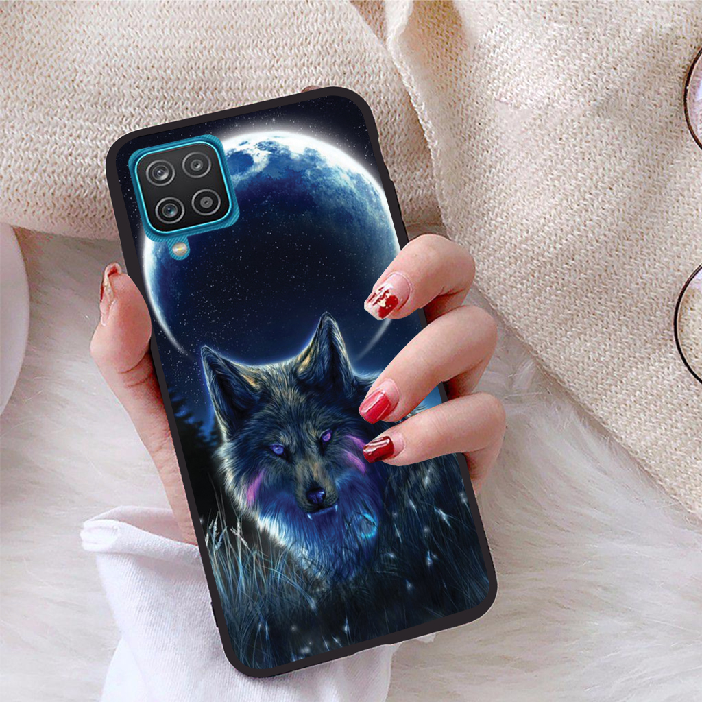 Ốp lưng iCase dành cho Samsung Galaxy A12 viền dẻo TPU BST Sói và ánh trăng