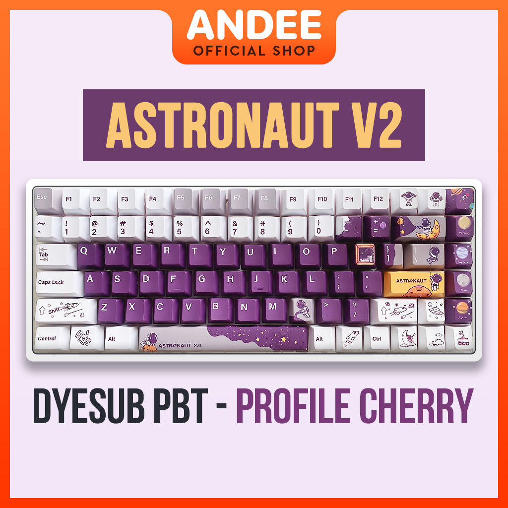 Keycap nút bàn phím Astronaut v2 dyesub PBT màu đẹp 138 nút dành cho bàn phím cơ