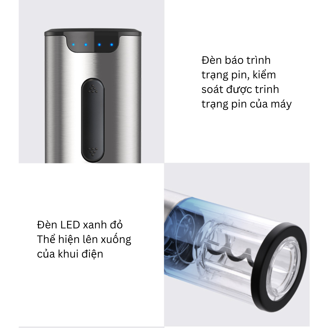 (Miễn Phí Khắc Tên) Máy Mở Vang, Set Khui Vang Cao Cấp Kèm 4 Phụ Kiện
