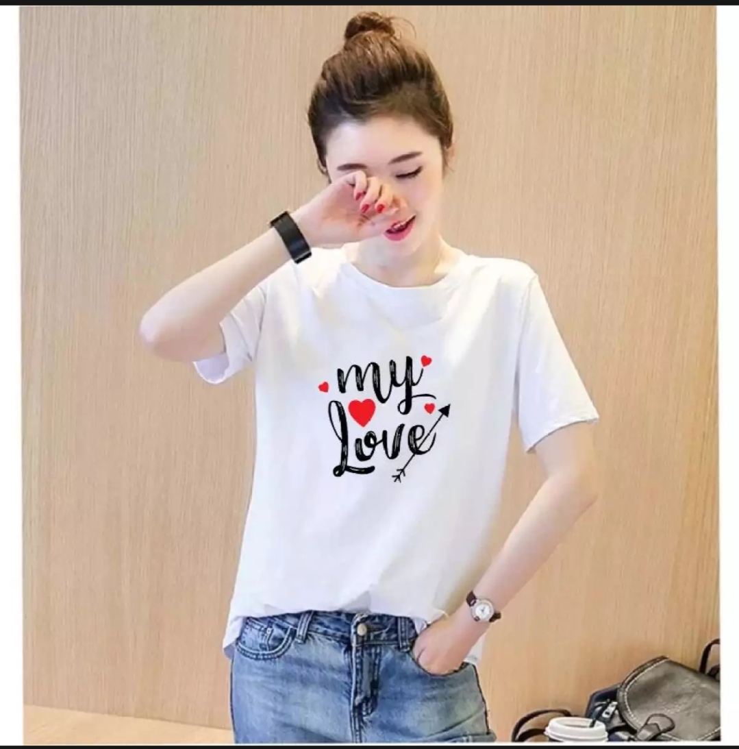 [HCM]Áo thun nữ form rộng Hàn Quốc in hình My Love dễ thương vải dày mịn mát