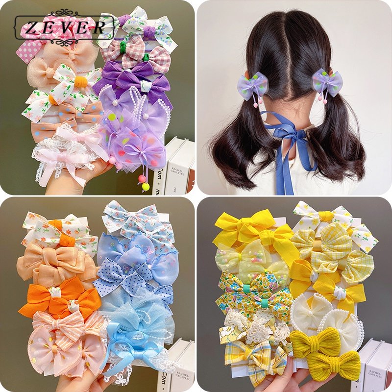 Set 10 Dây Cột Tóc Nơ Bướm Xinh Xắn Cho Bé Gái