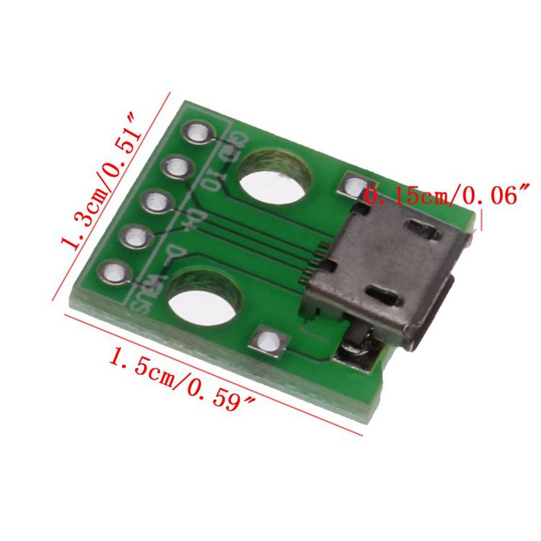 5 cái - Mạch Ra Chân (hàn) Cổng Micro USB (MCU-Micro USB to DIP 5Pin)