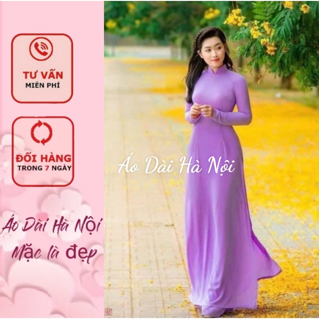 [giá xưởng} áo dài tím cà 2 tà lụa mỹ cao cấp - áo dài hà nội