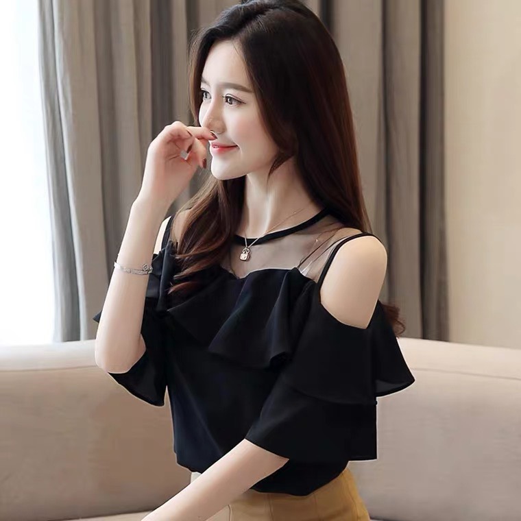 Áo lưới vai bèo hở vai