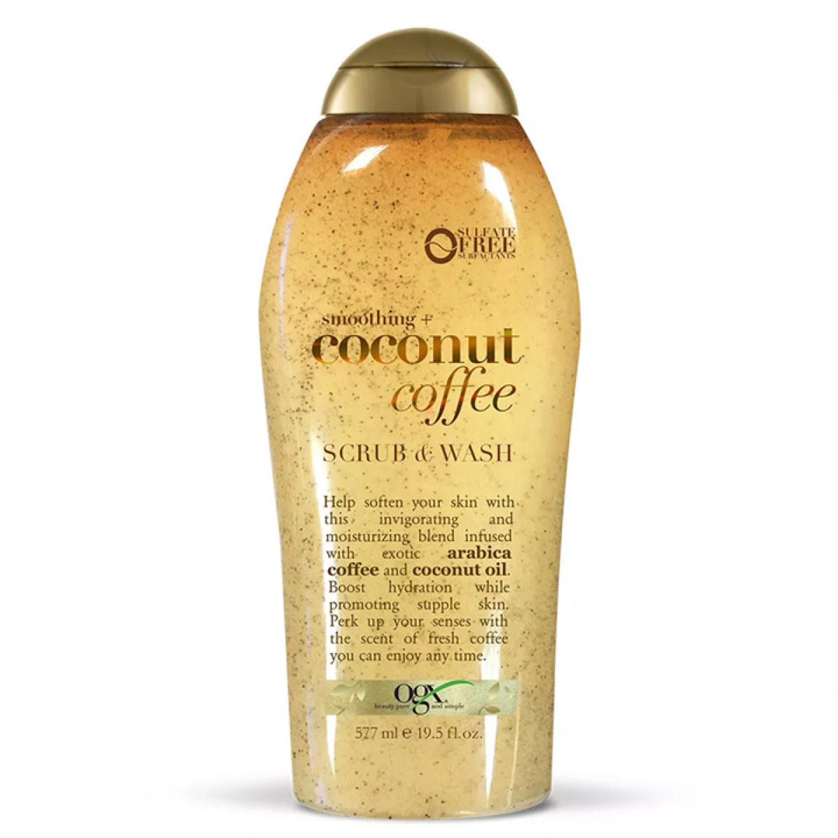 Sữa tắm tẩy tế bào chết OGX smoothing + Coconut Coffee, 577ml - Mỹ