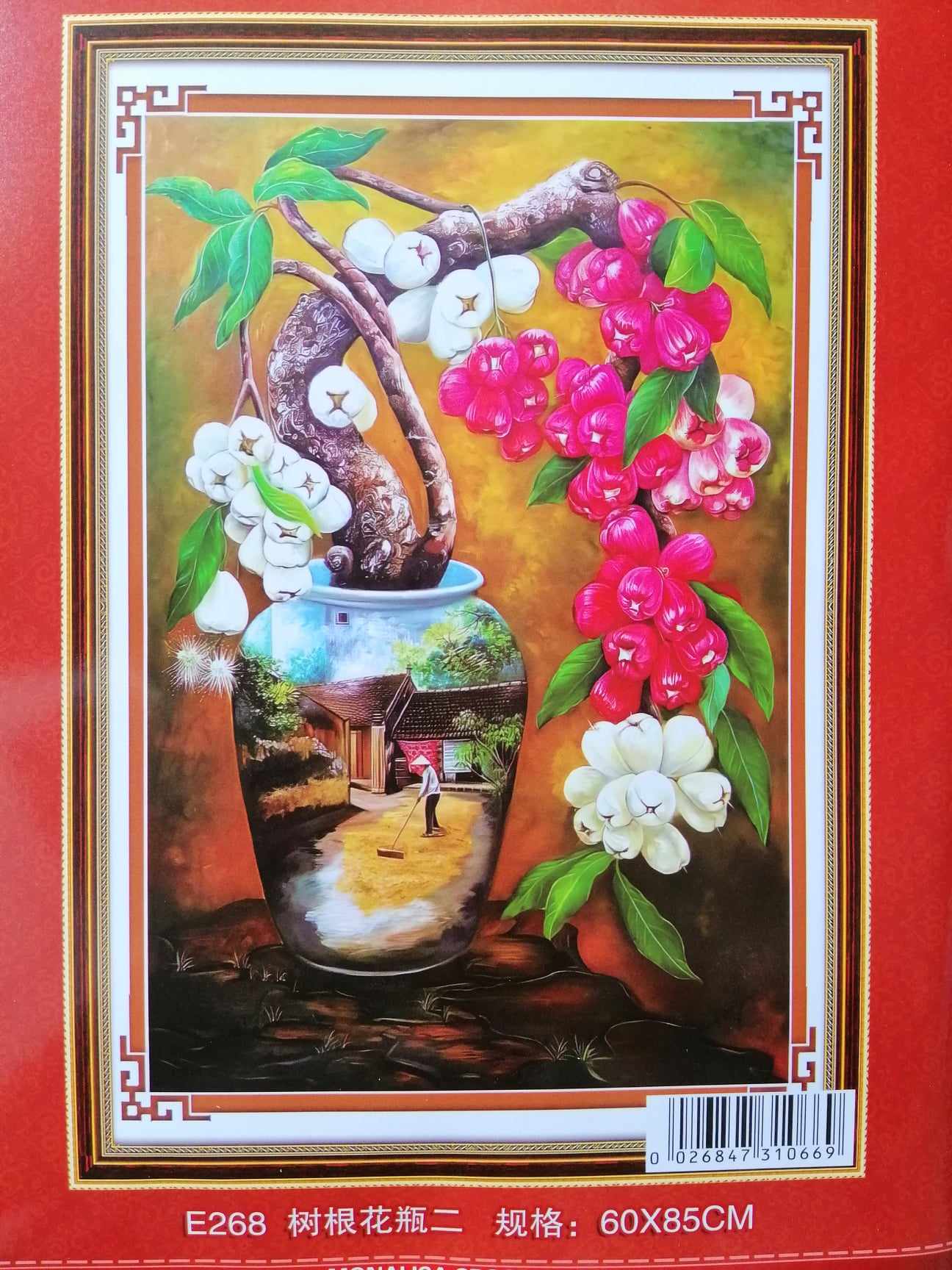 Tranh thêu chữ thập bình mận E268