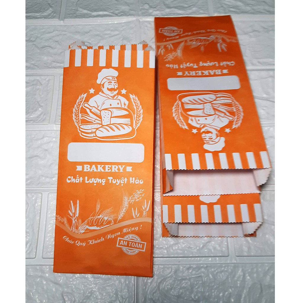 Túi Giấy Đựng Bánh Mì ( Bao Giấy đựng Bánh Mì ) in sẵn 100 Cái