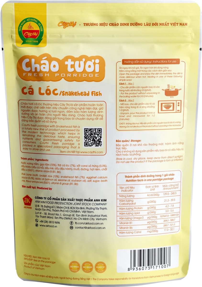 Cháo Tươi Cá Lóc - Cây Thị