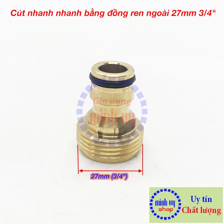 Cút nối nhanh bằng đồng ren ngoài 27m 3/4"