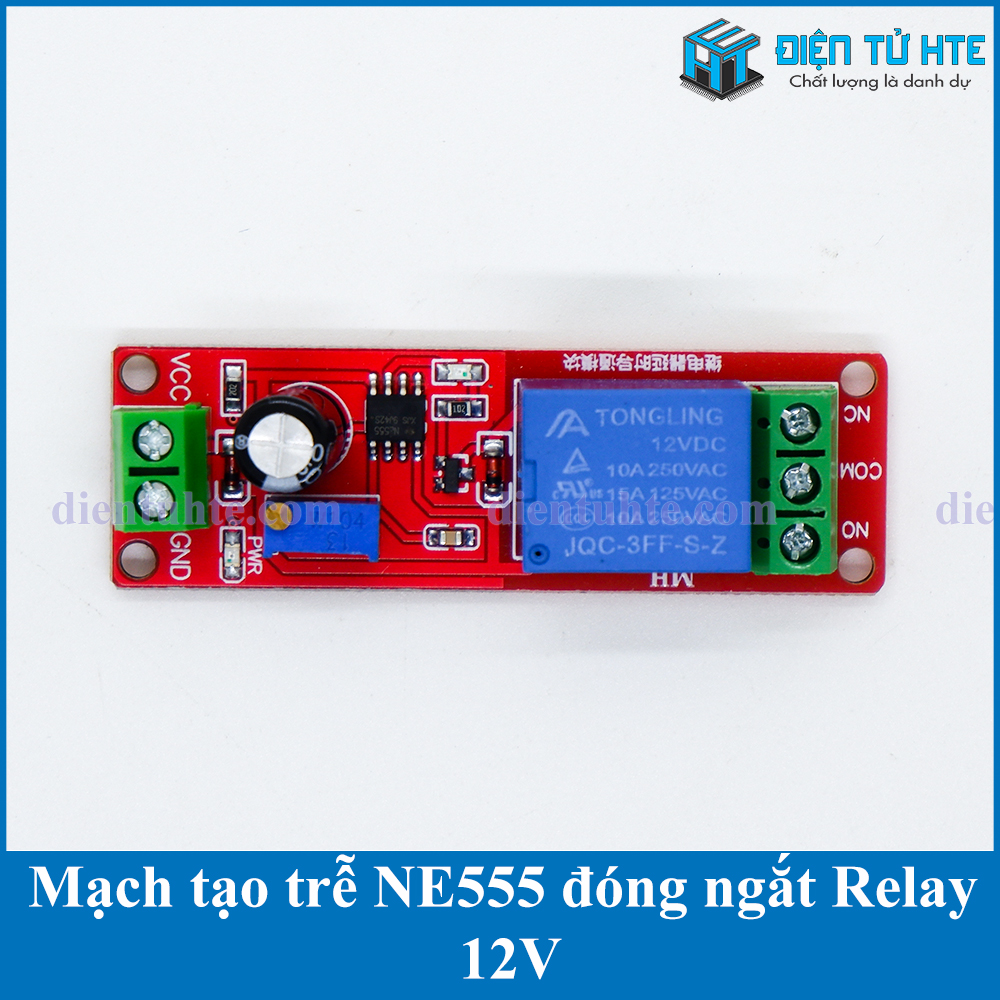Mạch tạo trễ NE555 đóng ngắt Relay 12V