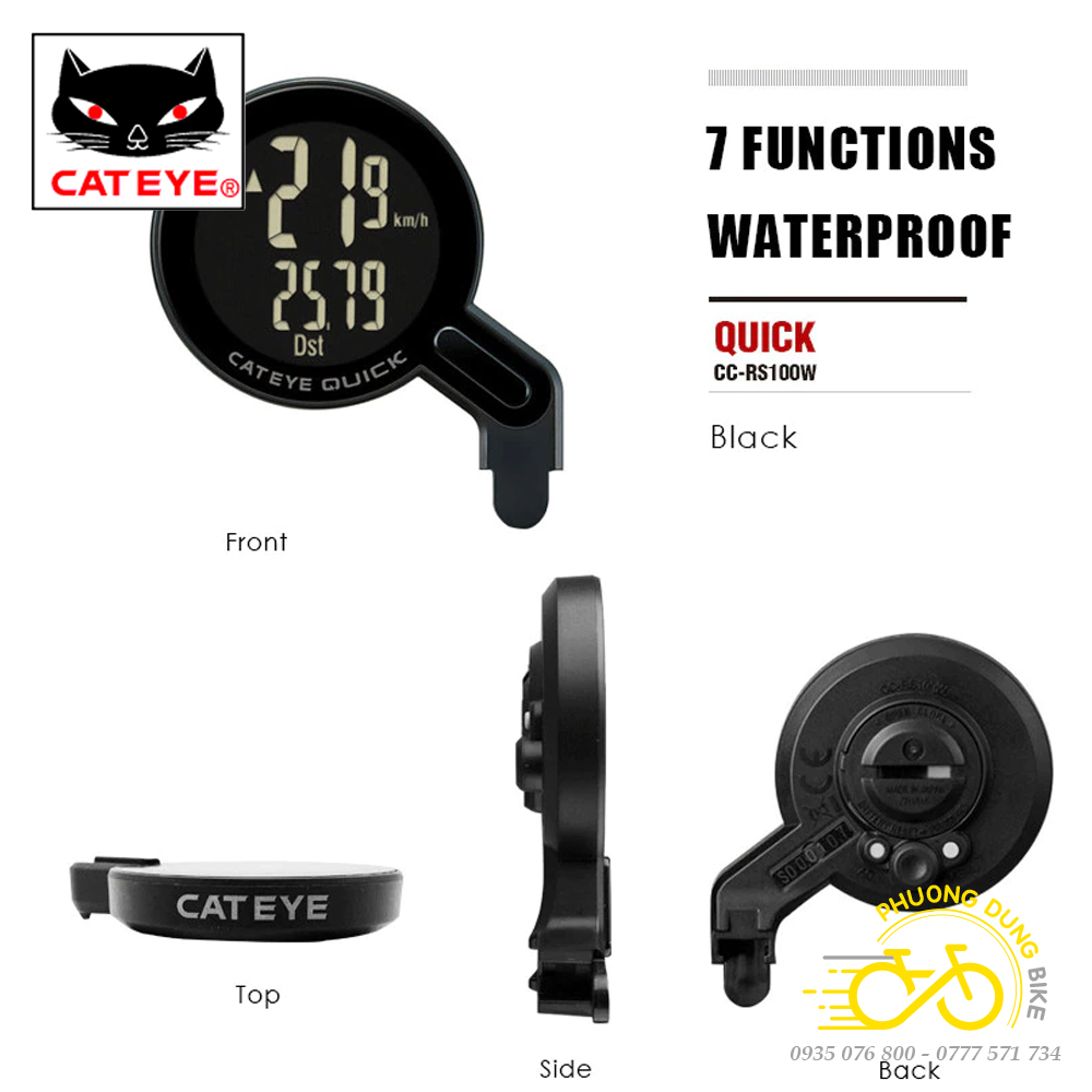 Đồng hồ đo tốc độ xe đạp không dây CATEYE QUICK CC-RS100W (Made in Japan)