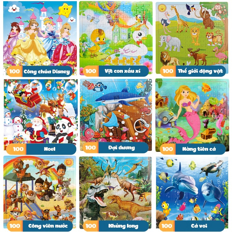 Ghép hình puzzle bằng gỗ [100 miếng] cho bé