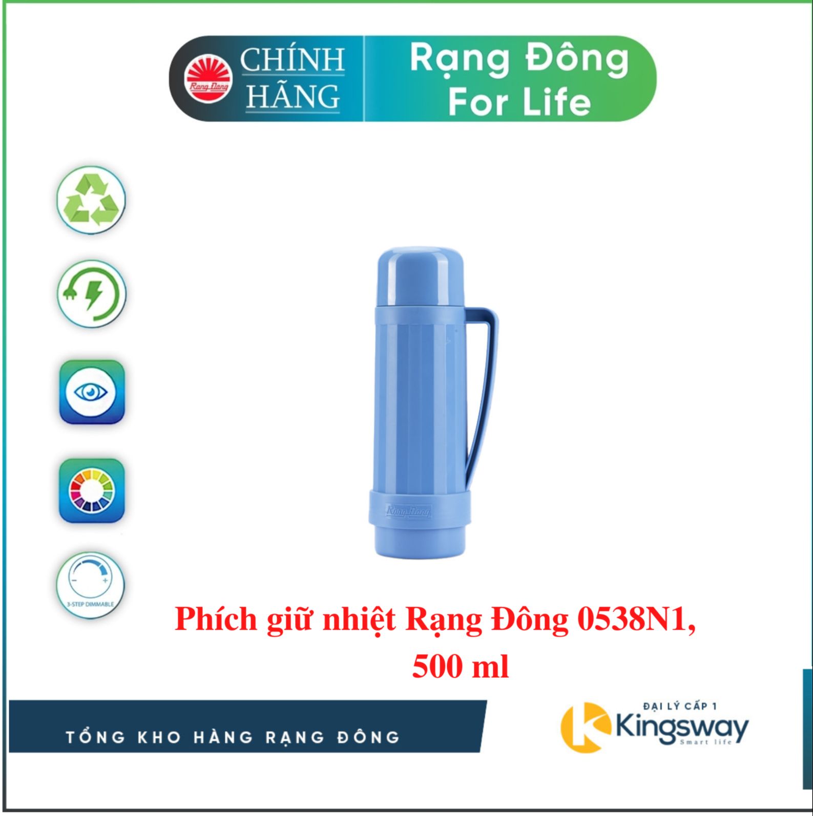 Phích giữ nhiệt Rạng Đông 0538N1, 500 ml