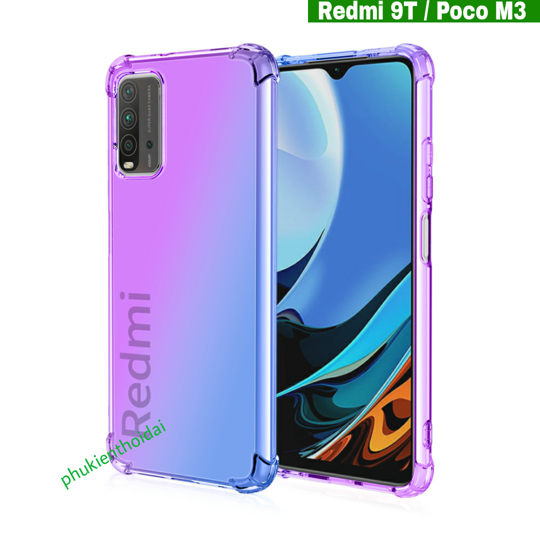 Ốp lưng dẻo đa sắc Redmi 9T / Poco M3 dùng chung lồi 4 góc chống sốc chống va đập