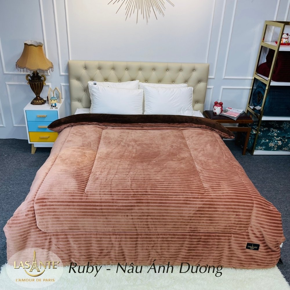 Chăn lông cừu êm ái ấm áp chính hãng Lasante Pháp - Ruby