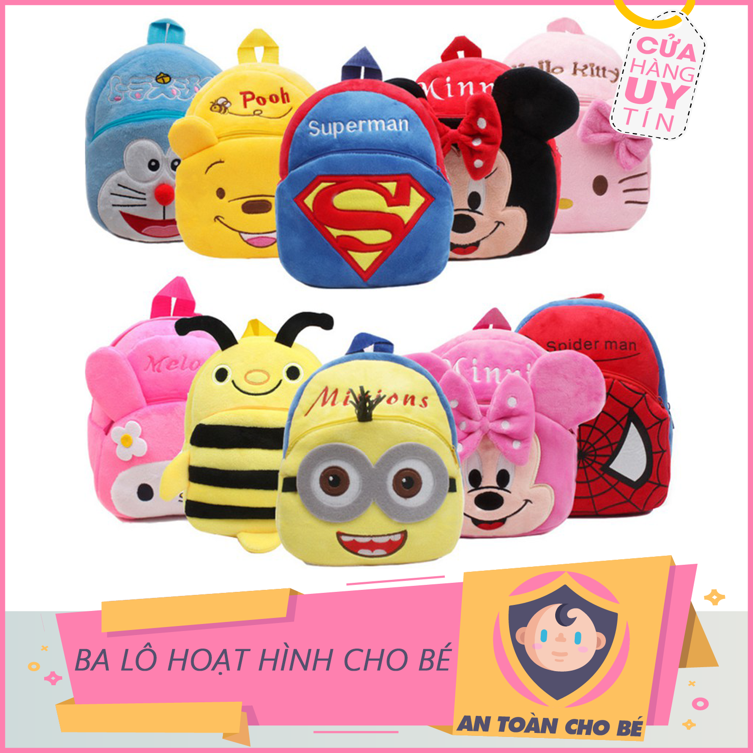 [BA LÔ CHO BÉ] Balo cho bé - Balo nhung hoạt hình mềm mại cho bé từ 0 - 3 tuổi, Balo hình thú dễ thương cho bé mầm non, Balo trẻ em, siêu bền- Giao mẫu ngẫu nhiên