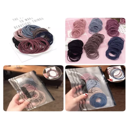 Set 100 dây cột tóc, Bịch 100 dây cột tóc, Combo 100 dây chun buộc tóc, Dây cột tóc cho nữ, Cột tóc nữ, Dây buộc tóc nữ