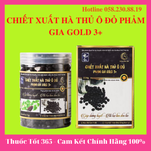 [HCM]CHIẾT XUẤT HÀ THỦ Ô ĐỎ PHẠM GIA GOLD 3+ – Đen Tóc Đỏ Da Không Lo Bạc Sớm + Tặng Vòng Tay Chỉ Đỏ- TAPHAR