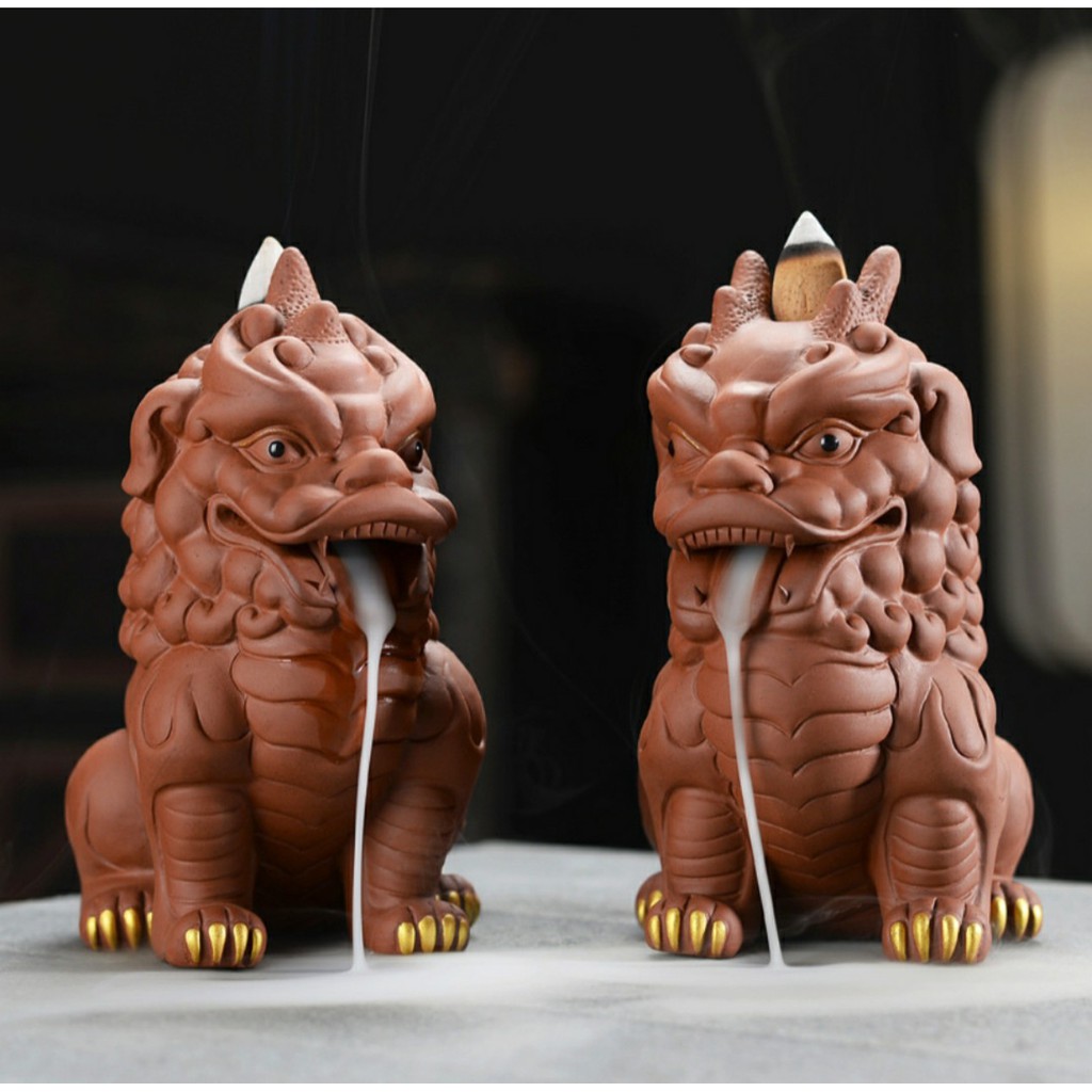Tượng kỳ lân đốt trầm- tượng gốm hỏa kỳ lân trấn yểm- tượng bàn trà