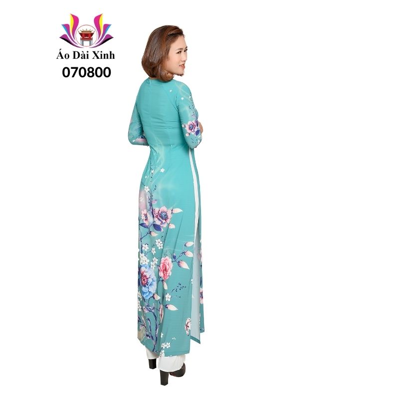 Bộ áo dài truyền thống , Cổ tròn tay lỡ, Lụa cao cấp.