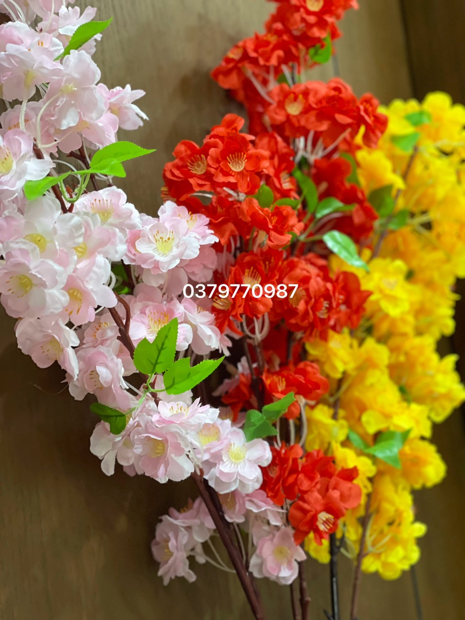 Hoa Đào Giả - Hoa Anh Đào 3 Nhánh ( Gía 1 cành)