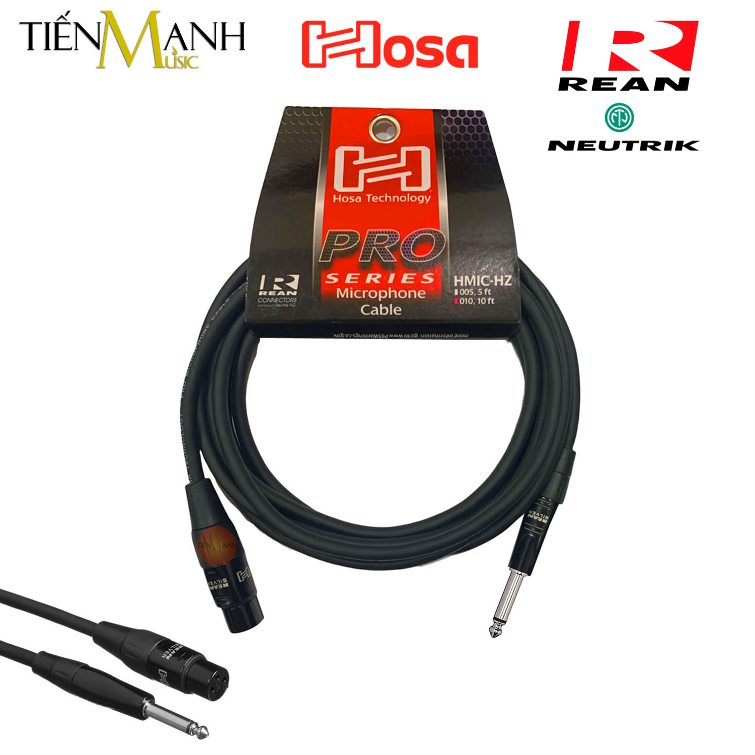 Dây cáp micro hosa hát karaoke pro rean by neutrik xlr canon cái sang 6ly ts mono dài 3m, 7.5m hmic-010hz, hmic-025hz cable xlr3f to 1/4 in