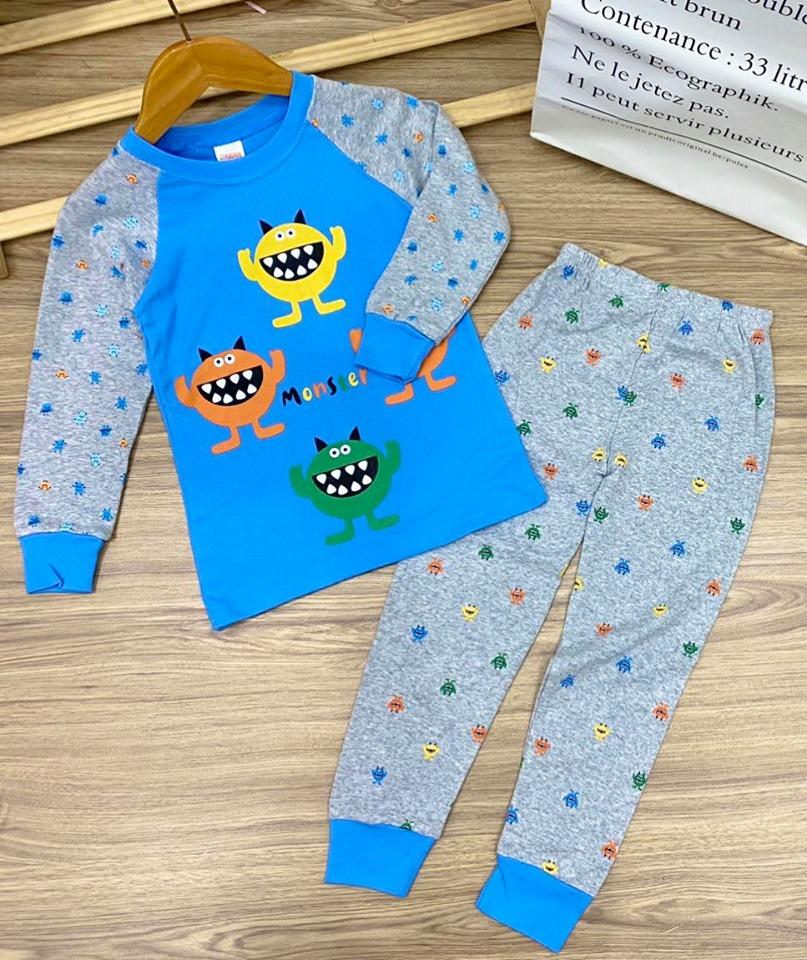 Bộ dài tay thun borip chất cotton 4 Chất siêu mềm mịn thoáng mát xuất khẩu nhiều màu size đại cho bé trai từ 20 đến 35kg Màu ngẫu nhiên