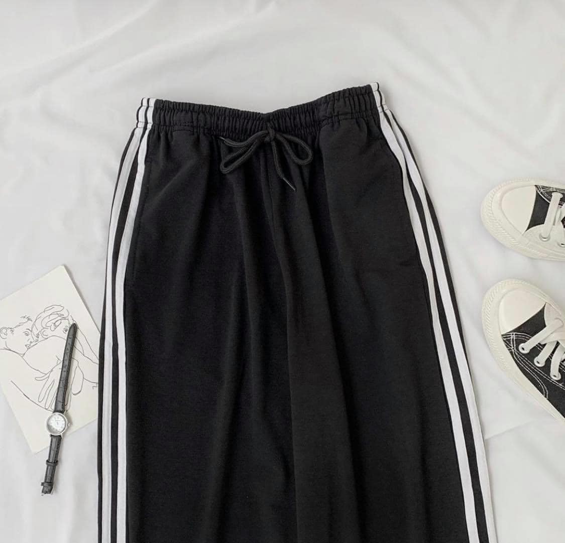 [YoloBoutique] QUẦN THUN 3 LINE ỐNG RỘNG (ĐEN, XANH, TRẮNG)