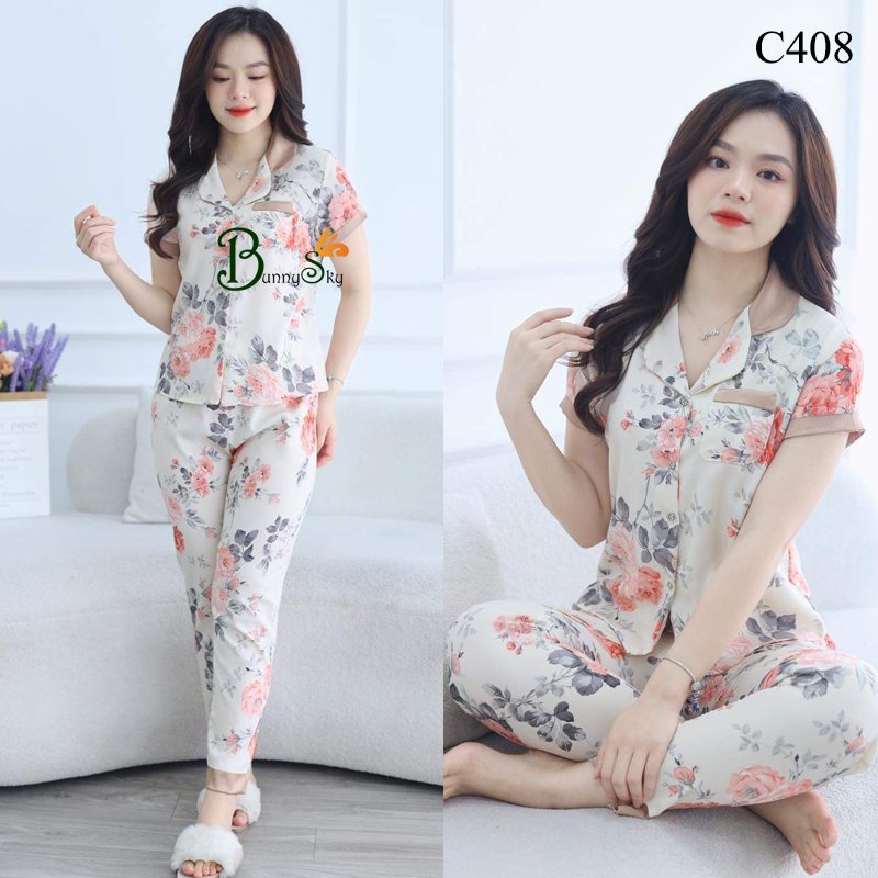 [BunnySky] Sét đồ bộ mặc nhà chất lụa mềm mịn,họa tiết lạ, nhiều mầu để khách lựa chon.