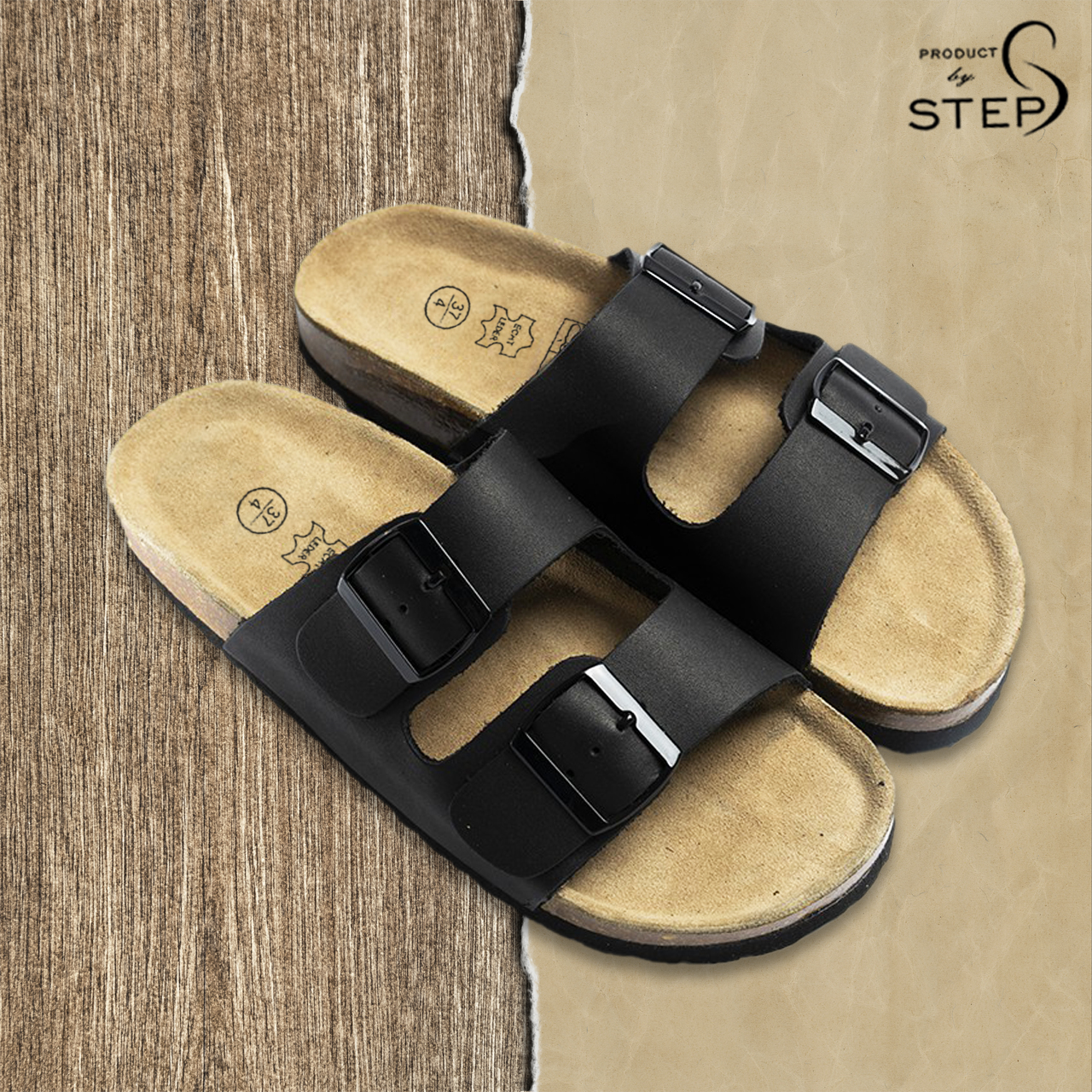 Dép để trấu Da thật quai 2 khoá