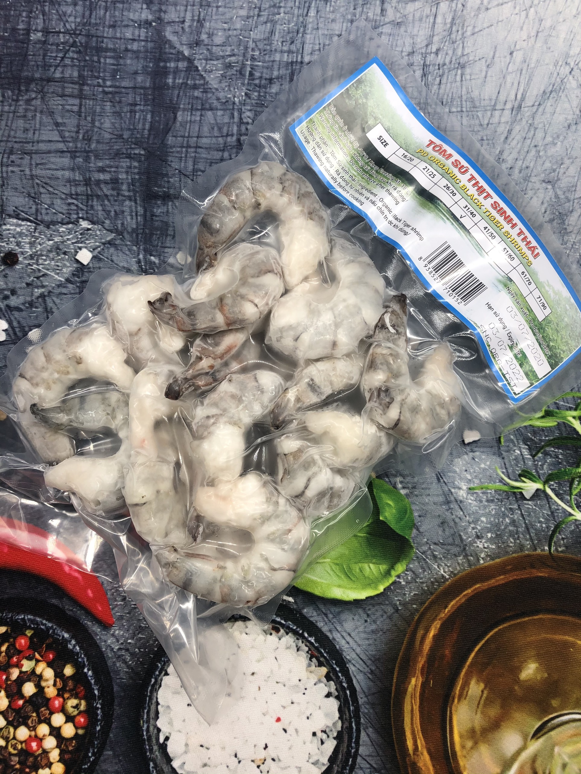 Organic Meaty Tiger Prawns, Size 31/40 - 250g Bag