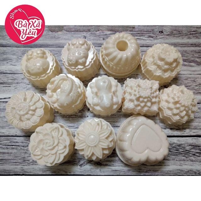 Bộ 12 khuôn bánh trung thu , rau câu 3D hoạ tiết