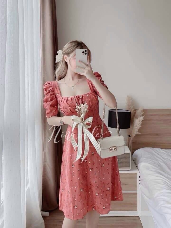 [FREESHIP MAX + HOÀN TIỀN MAX 15%] Đầm Kate Hoa Có Mút