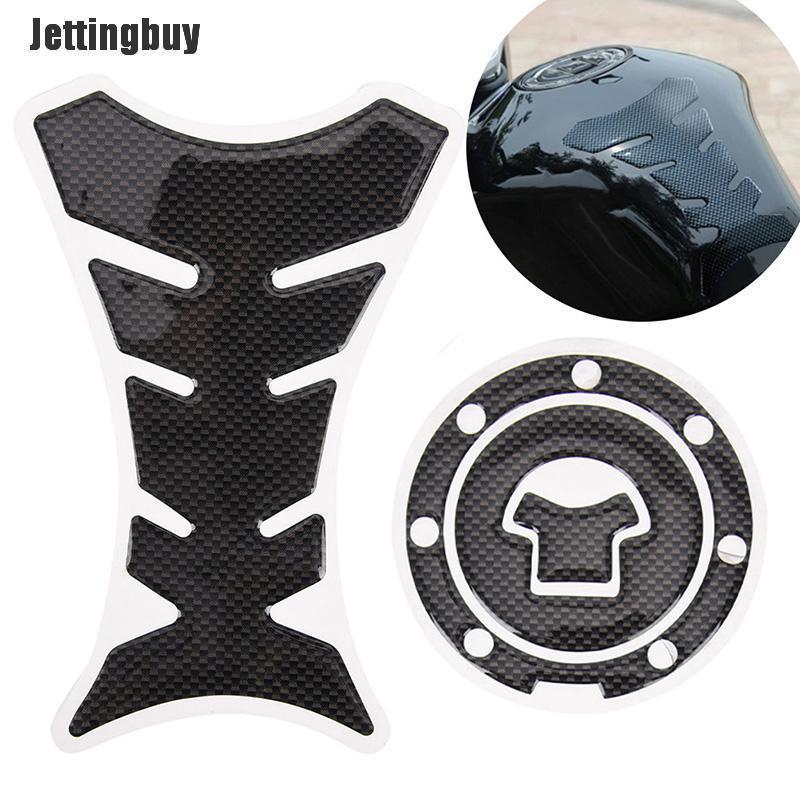Jettingbuy 2x Motorcycle Universal 3D Carbon Fiber Gel Gas Fuel Tank Pad Protector Sticker