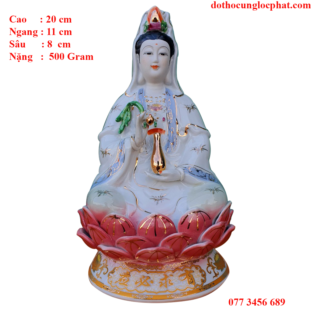 Tượng phật quan âm 8in màu xanh