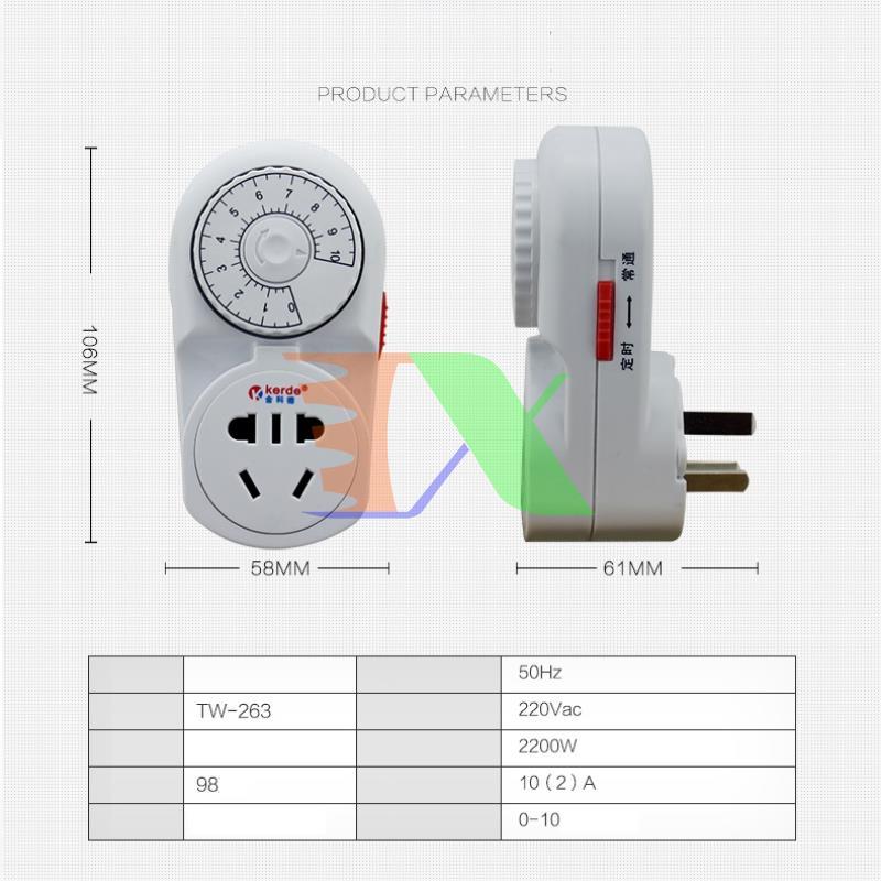 Ổ power plug timer countdown timer kerde tw-263, 20-600 minutes, timer switch mechanical, count down timer, socket đếm reverse charging, đếm reverse water pump, Countdown watering transplanting