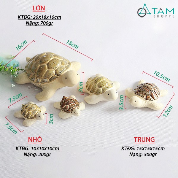 Tượng Rùa Gốm Super Cute Lớn - Rua Gom Lon