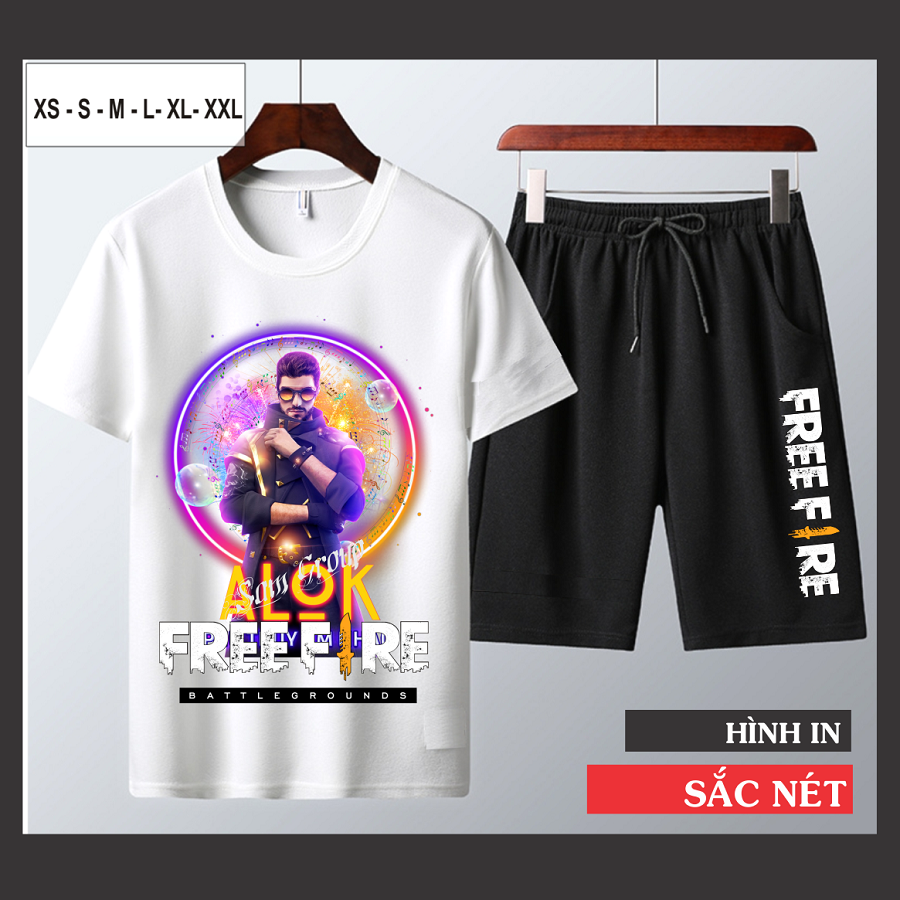 Bộ Nam Hè Free Fire Cổ Tròn Tay Ngắn Cực Hot Alok