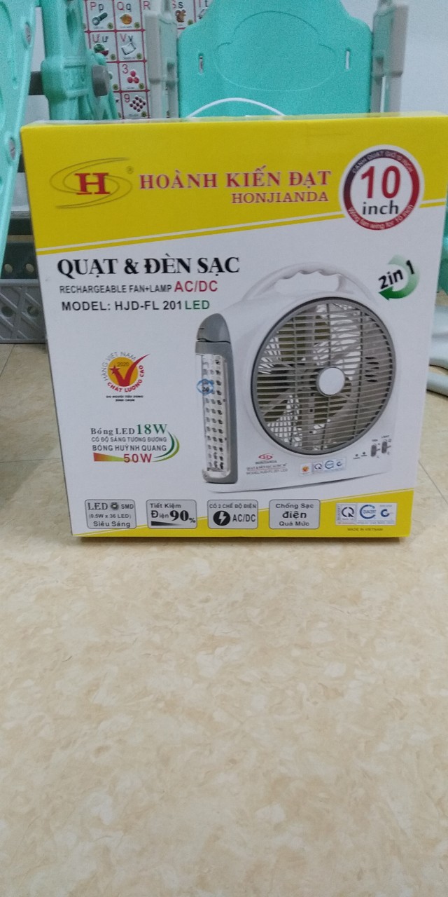 Quạt Sạc HONJIANDA HJD-FL203 LED (2 Bình ắc quy)
