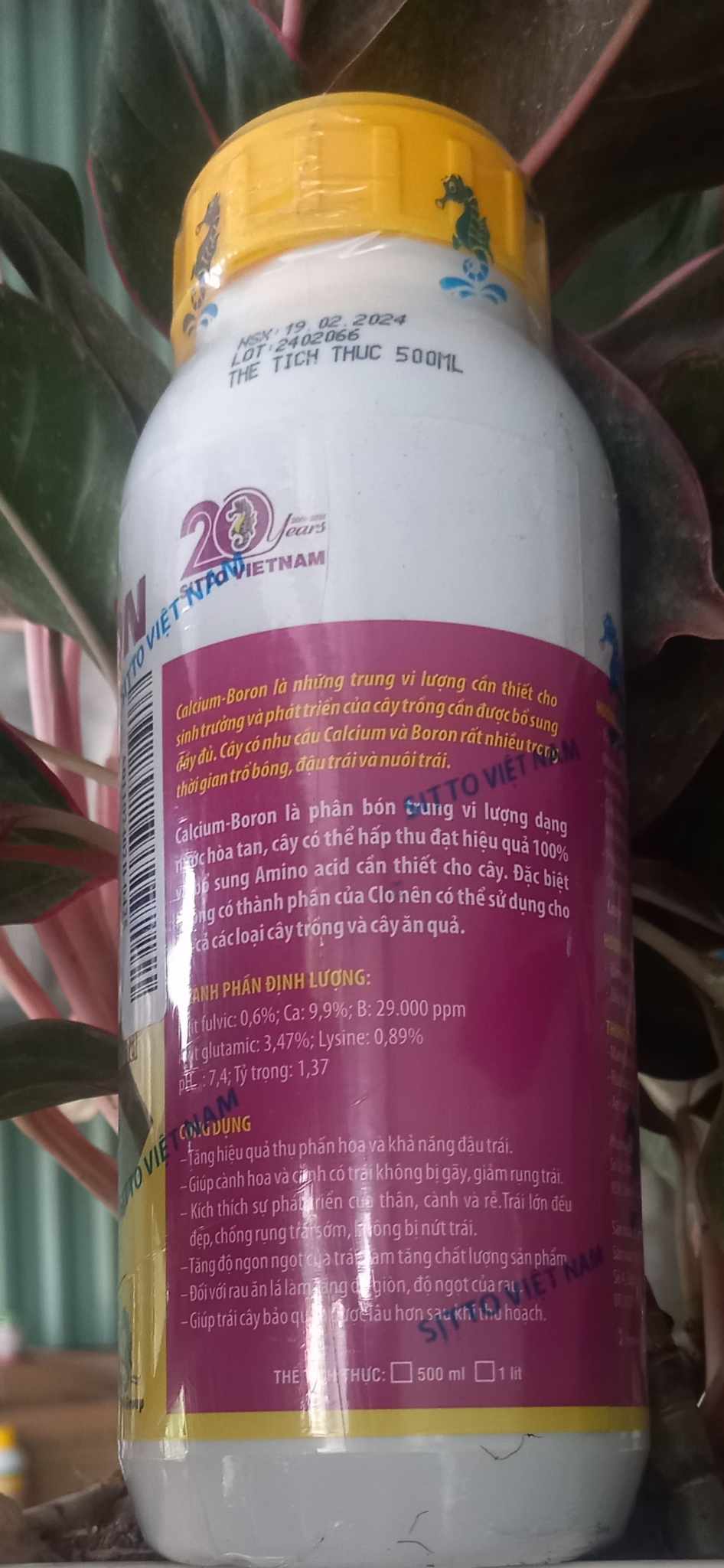 Phân bón lá sinh học Calcium BORON 500ml, Sitto Việt Nam