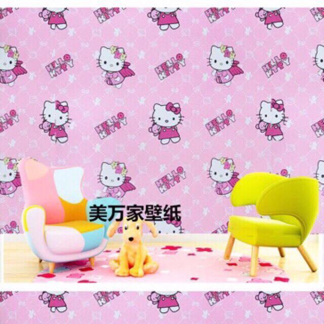 Giấy Dán Tường Kitty Hồng (Dài 10m, Rộng 45cm)