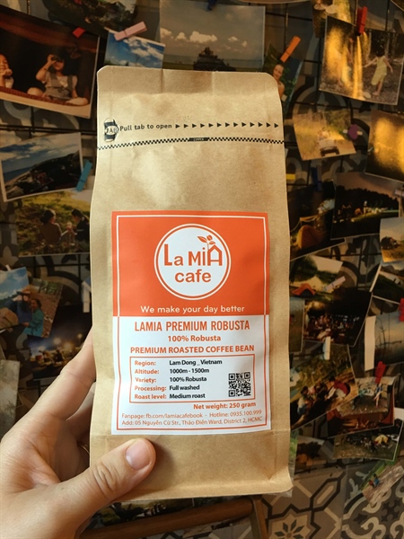 Cà phê hạt rang mộc cao cấp Lamia Premium Robusta