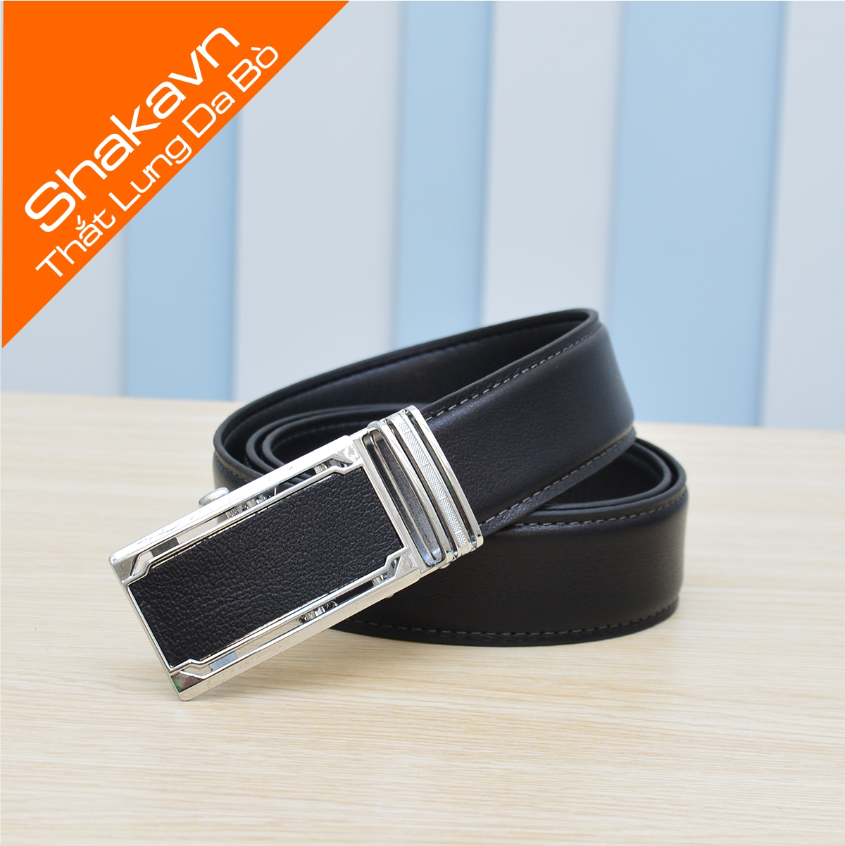 Thắt Lưng Nam Da Bò Thời Trang Shakavn SK509 (màu đen)